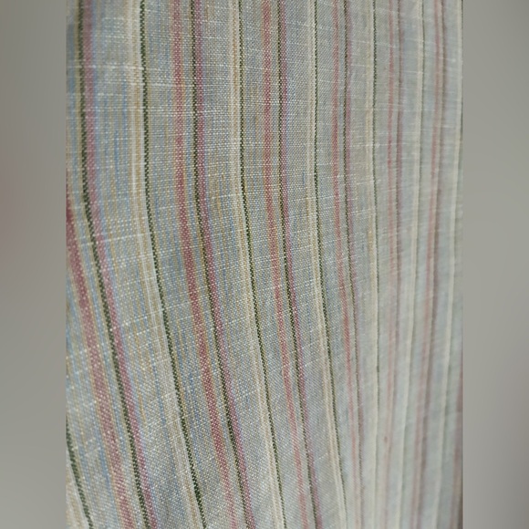 Flax Linen Striped Button Down‎ T-Shirt Blouse Size Large - Picture 5 of 7